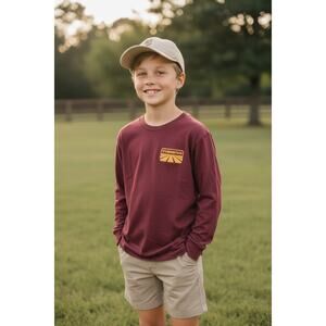 Turnrows “Take Me to the Woods” Long Sleeve Shirt – Kids 6/8 Maroon